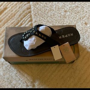 Roper leather flip flop